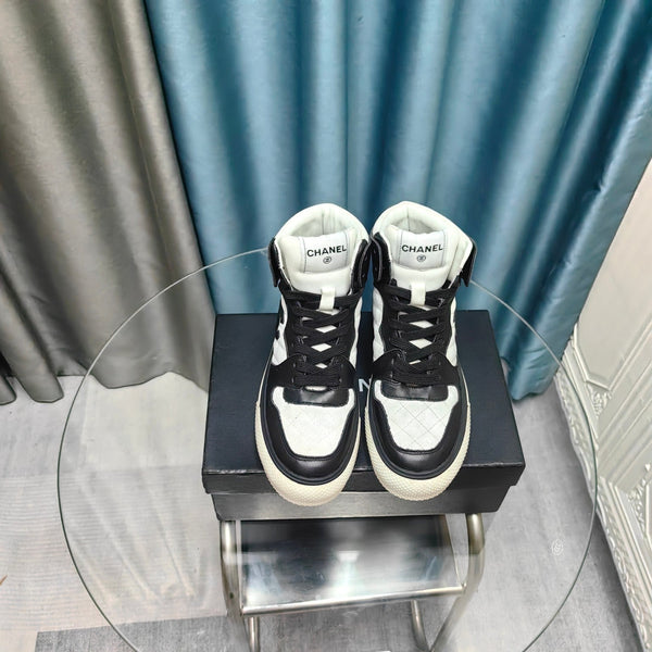 CC High Top Sneaker Black White Calfskin