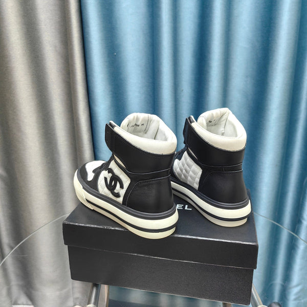CC High Top Sneaker Black White Calfskin