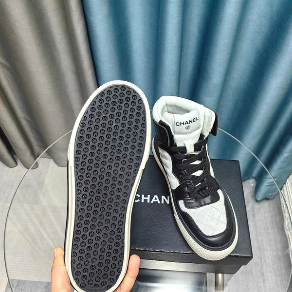 CC High Top Sneaker Black White Calfskin