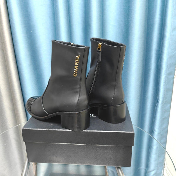 CC Short Boots Black Calfskin And Lambskin