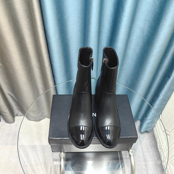 CC Short Boots Black Calfskin And Lambskin