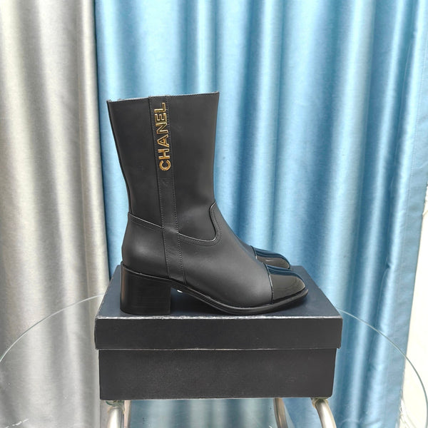 CC Short Boots Black Cowhide And Lambskin