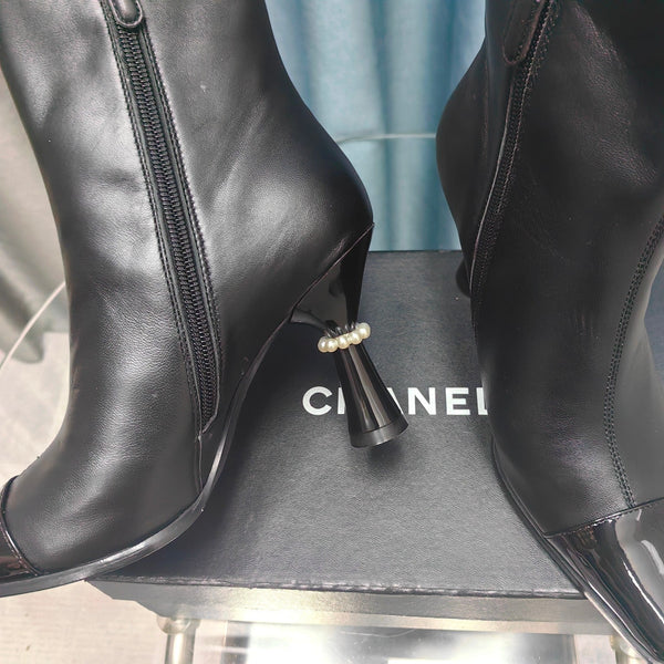 CC Ankle Boots Black Cowhide And Lambskin