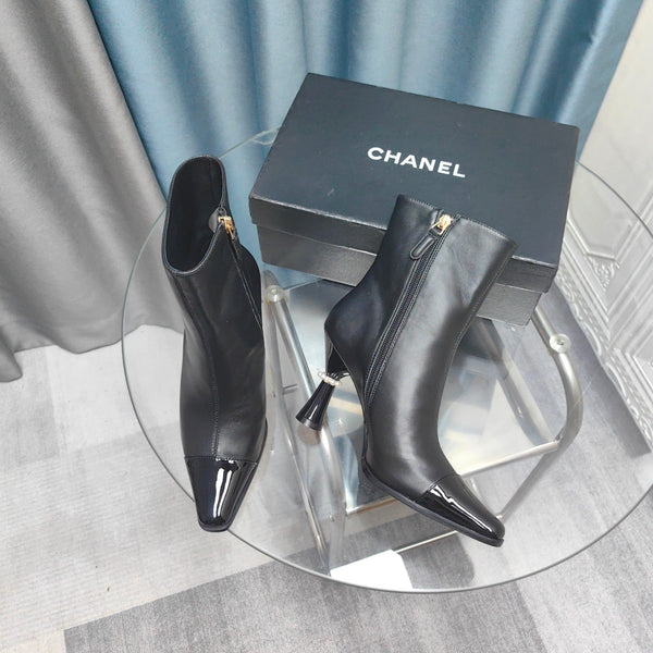 CC Ankle Boots Black Cowhide And Lambskin