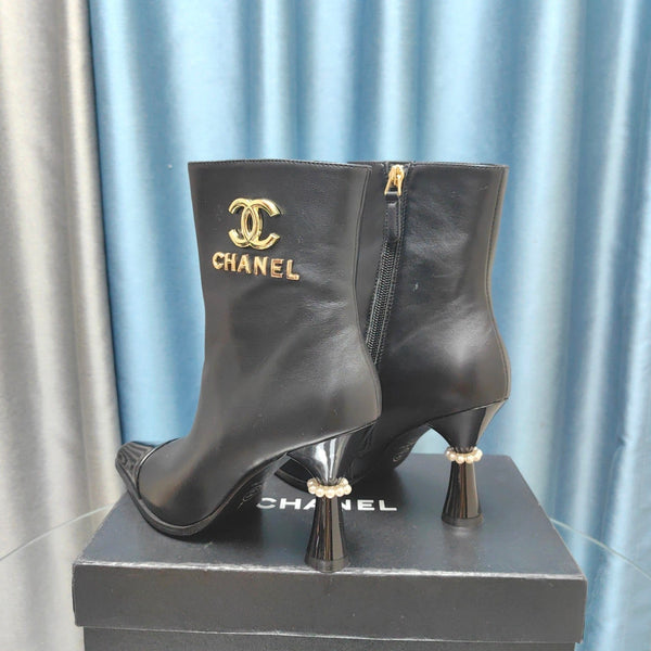 CC Ankle Boots Black Cowhide And Lambskin