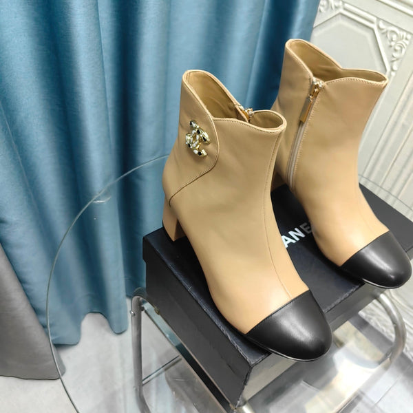 CC Ankle Boots Beige Cowhide