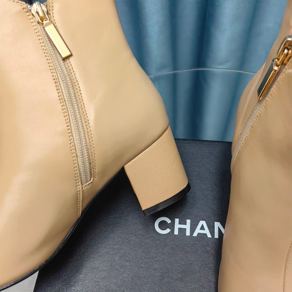 CC Ankle Boots Beige Cowhide