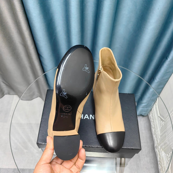 CC Ankle Boots Beige Cowhide