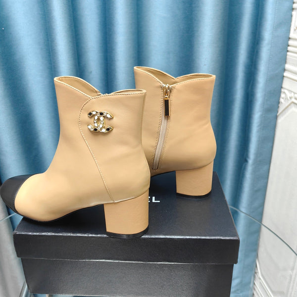 CC Ankle Boots Beige Cowhide