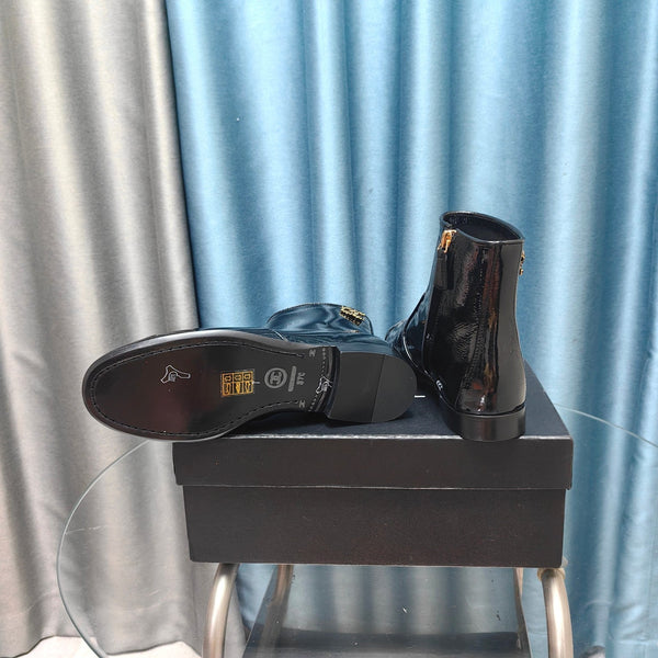 CC Ankle Boots Glossy Black Calfskin