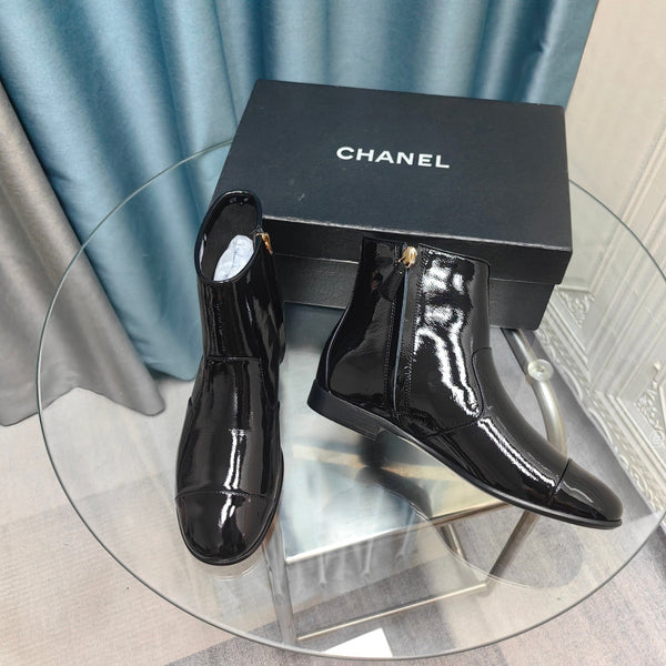 CC Ankle Boots Glossy Black Calfskin