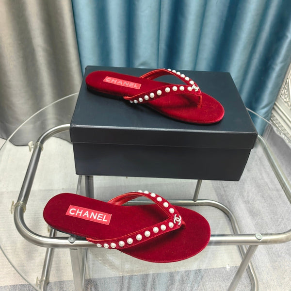 CC Thong Red Velvet Pearl