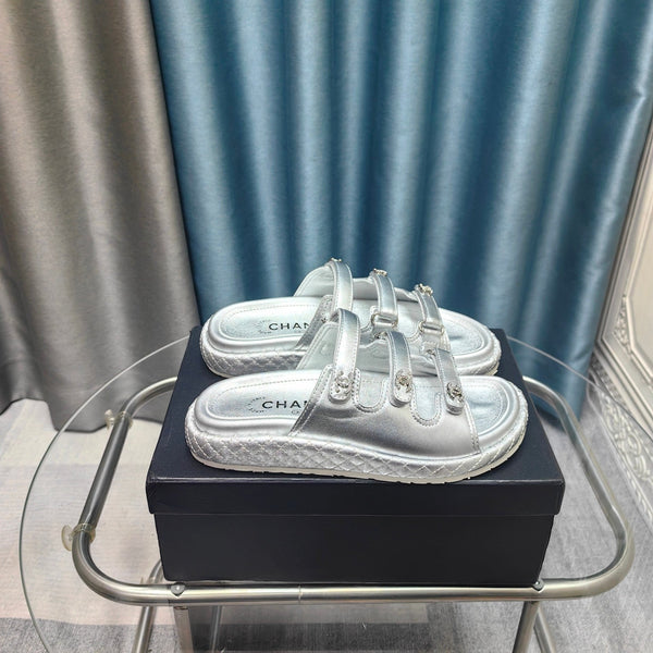 CC 25C Sandalo Triplo Cinturino Pelle di Vitello Argento