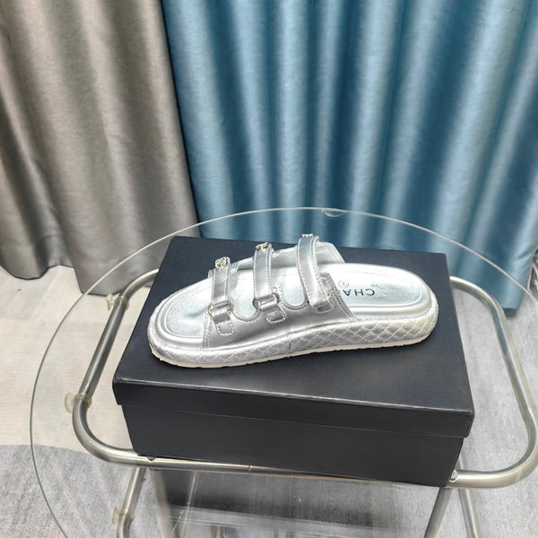 CC 25C Sandalo Triplo Cinturino Pelle di Vitello Argento