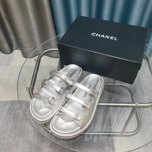 CC 25C Sandalo Triplo Cinturino Pelle di Vitello Argento