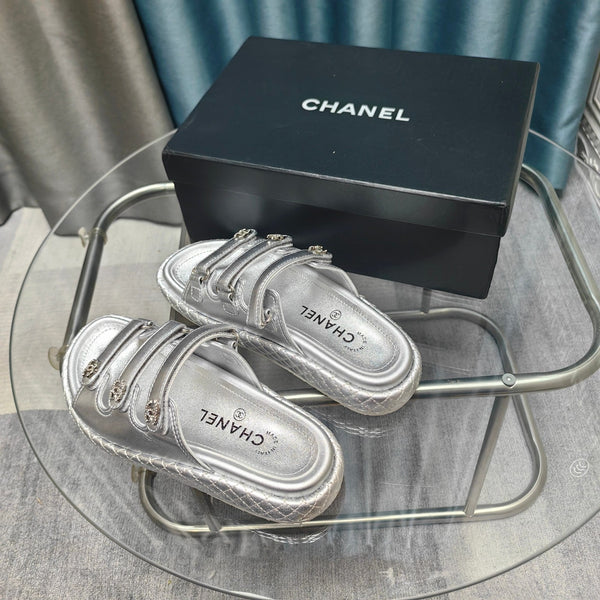 CC 25C Sandalo Triplo Cinturino Pelle di Vitello Argento