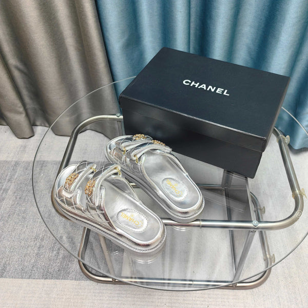 CC 25C Dad Mule in pelle di vitello martellata metallizzata argento