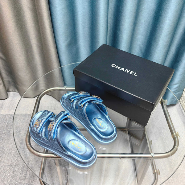 CC 25C Dad Mule Cloud Blue Metallic Pelle di vitello grana