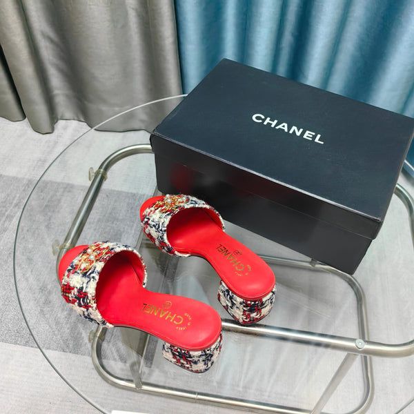 CC 25 Sandalo Tacco 5cm Tweed Mop