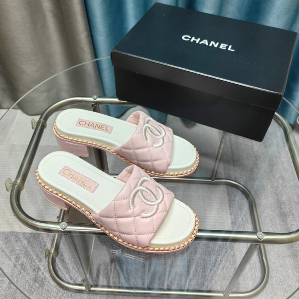 CC 25 Sandal 5cm Quilted Calfskin Leather Chain