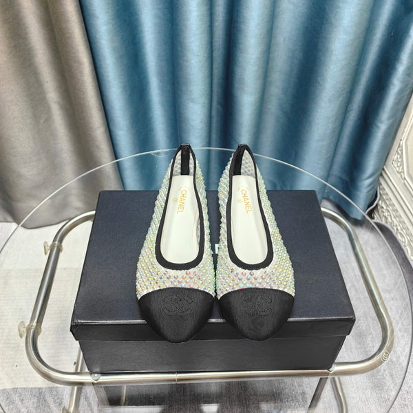 CC 25P Ballet Flat White Mesh Fabric