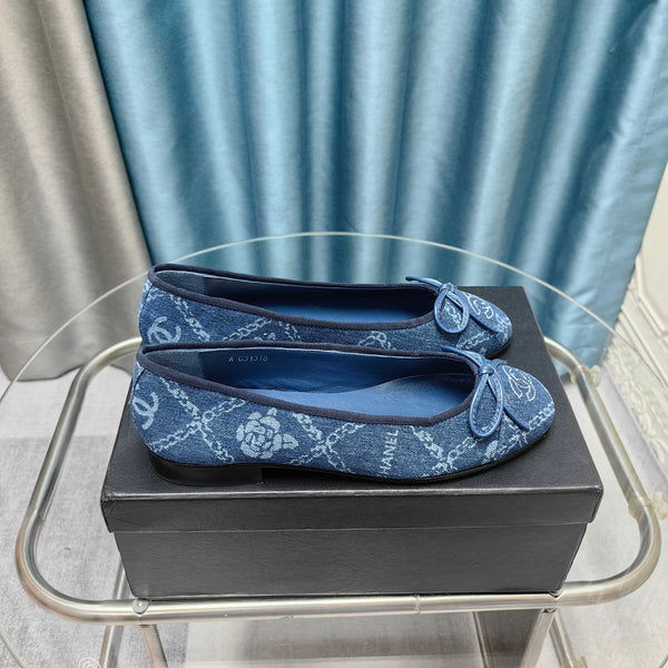 CC 25P Ballet Flat Blue Denim Flower