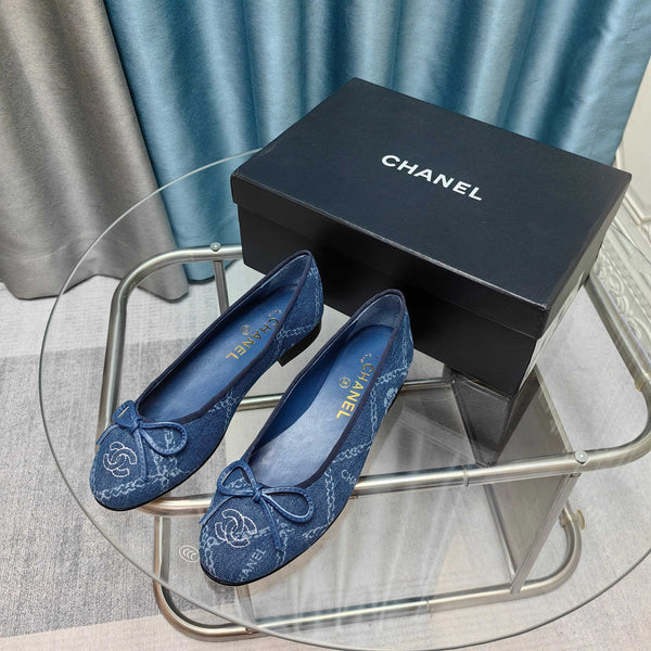 CC 25P Ballet Flat Blue Denim Flower