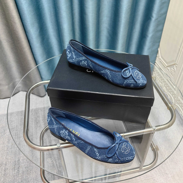 CC 25P Ballet Flat Blue Denim Flower