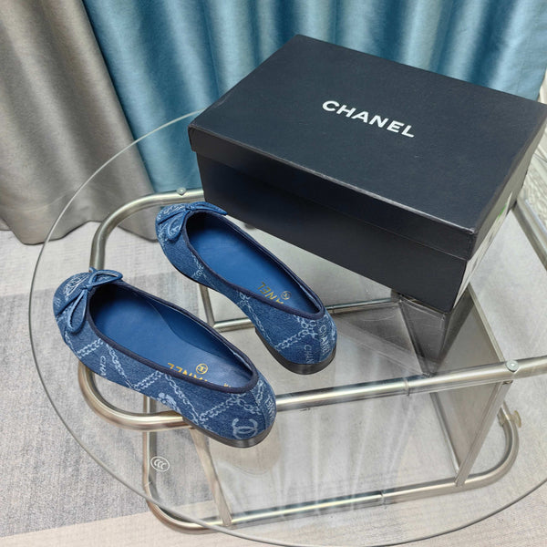 CC 25P Ballet Flat Blue Denim Flower
