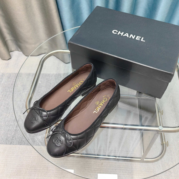 CC 25P Ballet Flat Black Chocolate Calfskin
