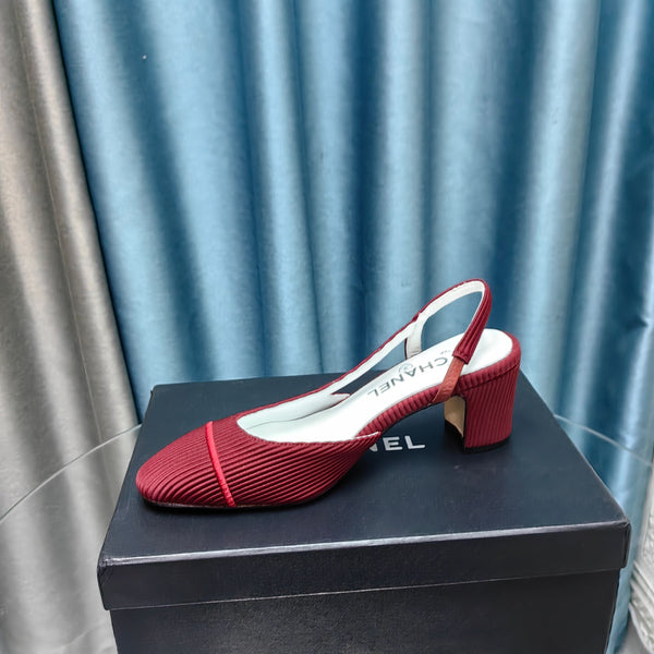 CC 25 Slingback Burgundy Striped Fabric