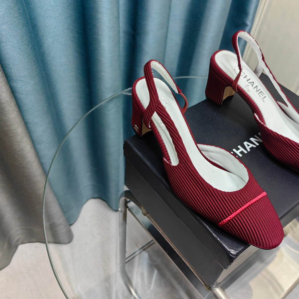 CC 25 Slingback Burgundy Striped Fabric