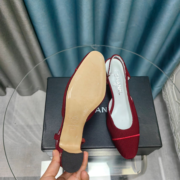 CC 25 Slingback Burgundy Striped Fabric