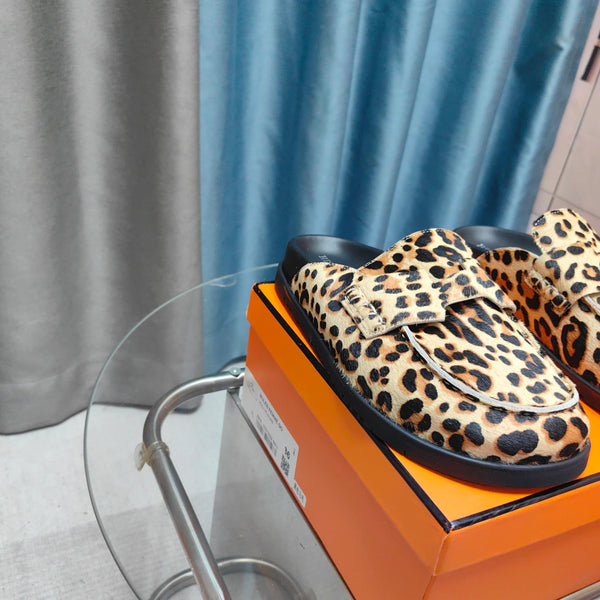 HM 25 Go Mule Light Leopark Horsehair Fabric 369355