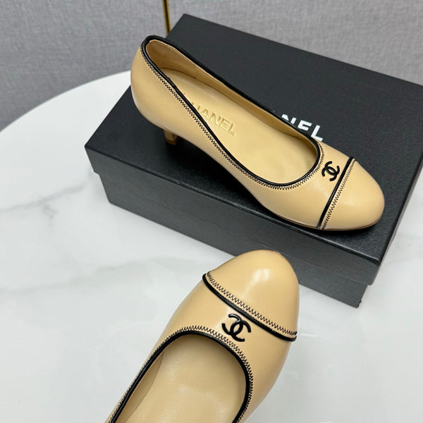 CC 25 Pumps 50mm Beige Black Sheepskin 368793