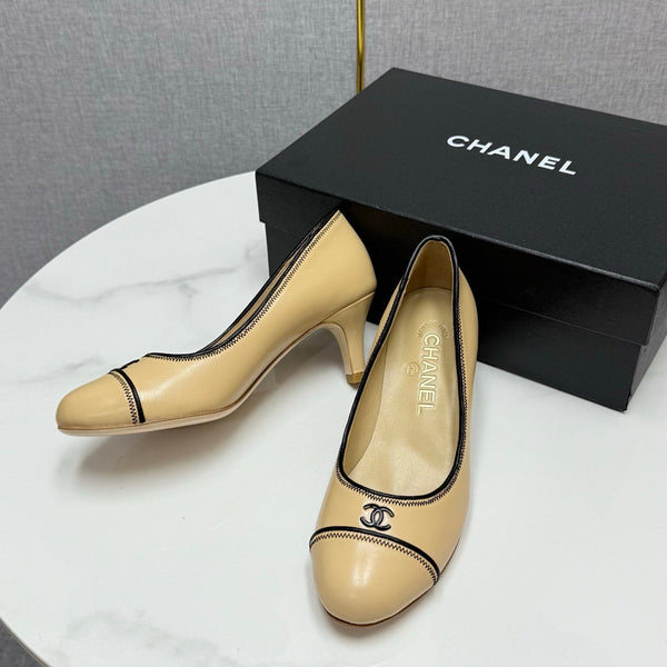 CC 25 Pumps 50mm Beige Black Sheepskin 368793