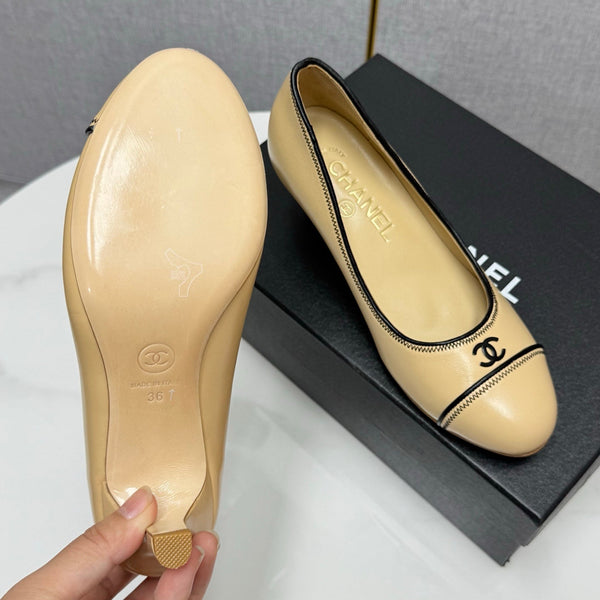 CC 25 Pumps 50mm Beige Black Sheepskin 368793