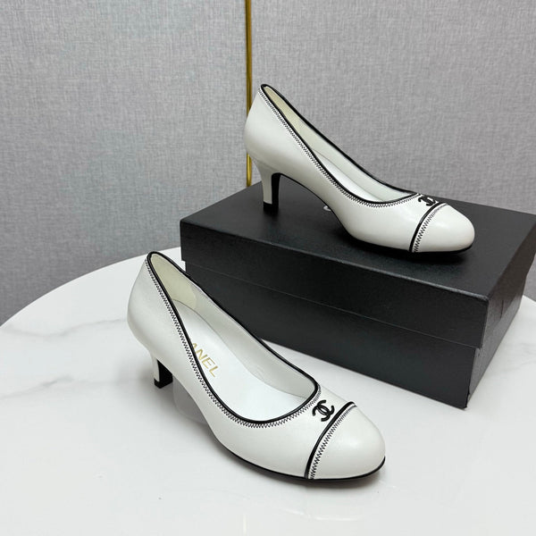 CC 25 Pumps 50mm White Black Sheepskin 368794
