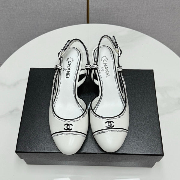 CC 25 Slingback 50mm White Black Sheepskin 368796
