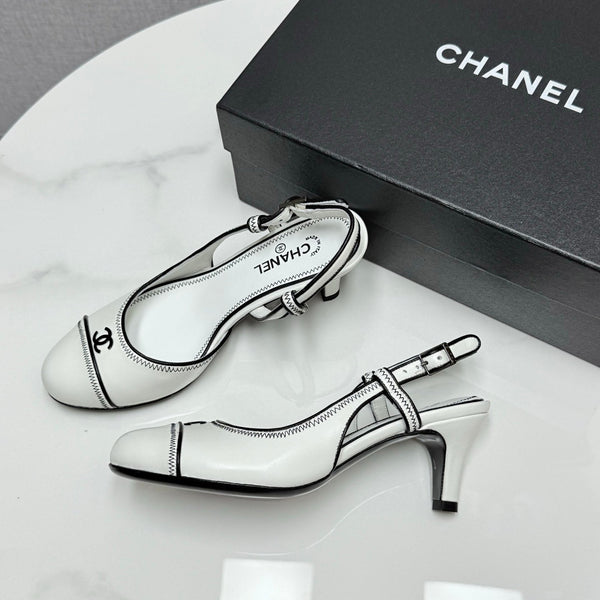 CC 25 Slingback 50mm White Black Sheepskin 368796