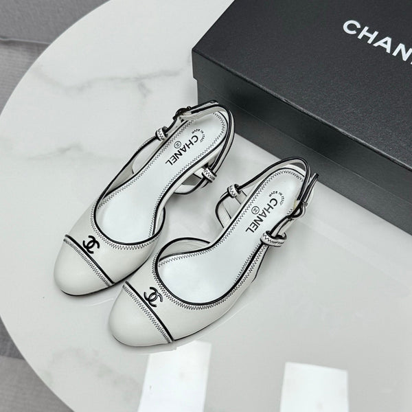 CC 25 Slingback 50mm White Black Sheepskin 368796