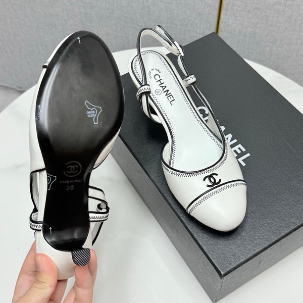 CC 25 Slingback 50mm White Black Sheepskin 368796