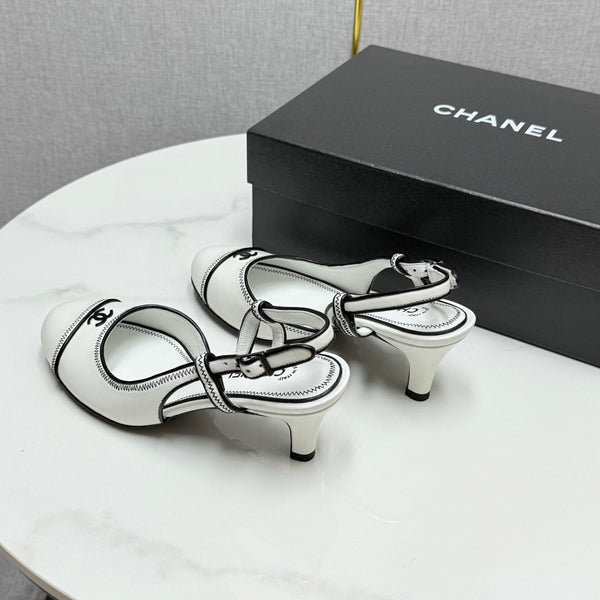 CC 25 Slingback 50mm White Black Sheepskin 368796