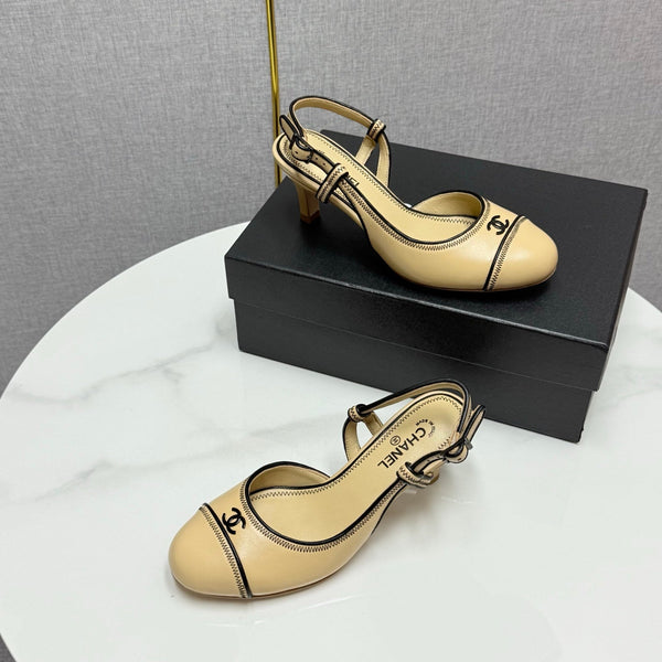 CC 25 Slingback 50mm Beige Black Sheepskin 368798