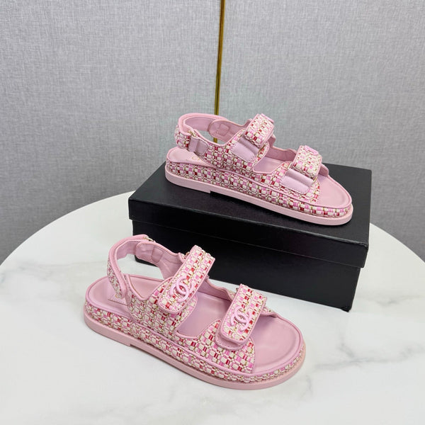 CC Dad Sandal Pink Tweed Sheepskin 620125