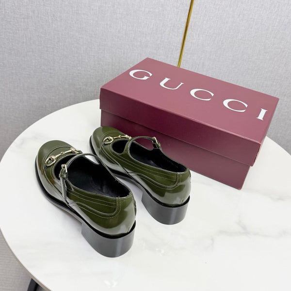 Mocassins Horsebit GG 26s Cuir Brillant Olive 639925