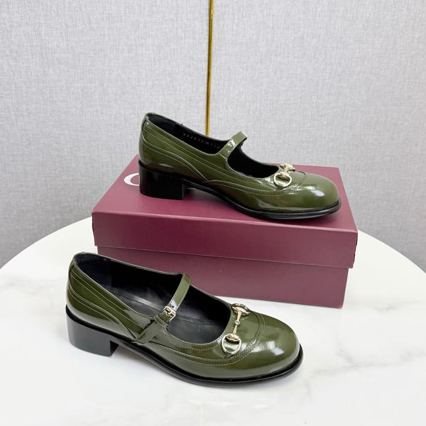 Mocassins Horsebit GG 26s Cuir Brillant Olive 639925