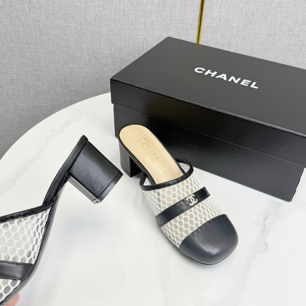 CC 26s Sandal 4.5cm Black Beige Mesh Sheepskin 639824