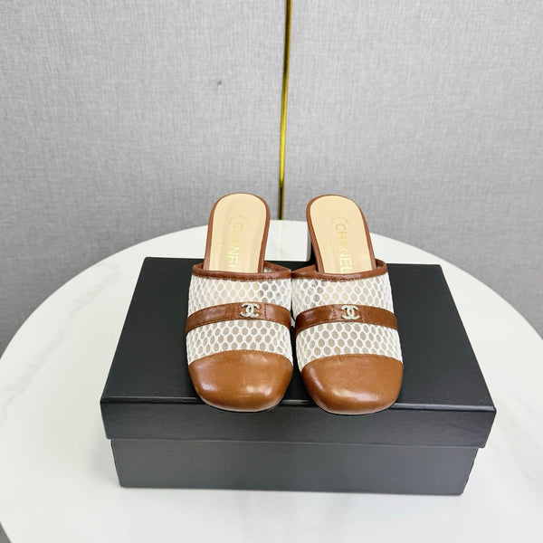 CC 26s Sandal 4.5cm Brown Beige Mesh Sheepskin 639826