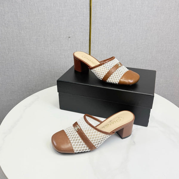CC 26s Sandal 4.5cm Brown Beige Mesh Sheepskin 639826